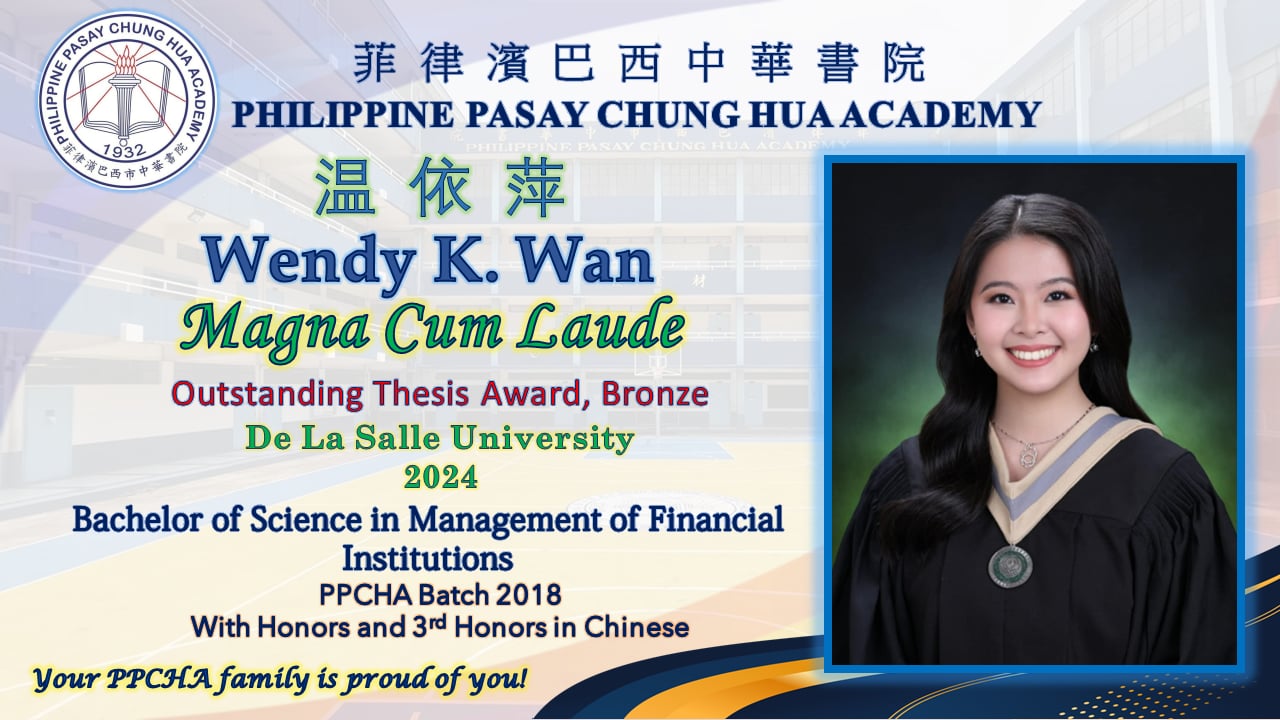 Our heartfelt congratulations to you, Wendy Wan!