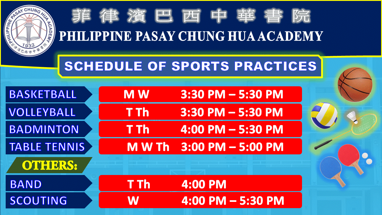 Schedule of Sports Practice